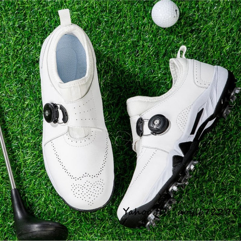 超美品 ゴルフシューズ 新品 ダイヤル式 スポーツシューズ 運動靴 メンズ 幅広い フィット感 軽量 防水 防滑 耐磨 弾力性 ホワイト 27cm