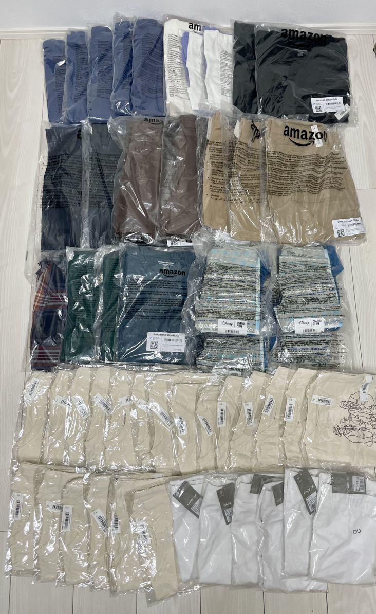 【新品】洋服 まとめ売り Amazon essentials レディース トップス メンズ Tシャツ ボトムス キッズ Tシャツ レギンス 95枚 セット　11_画像1