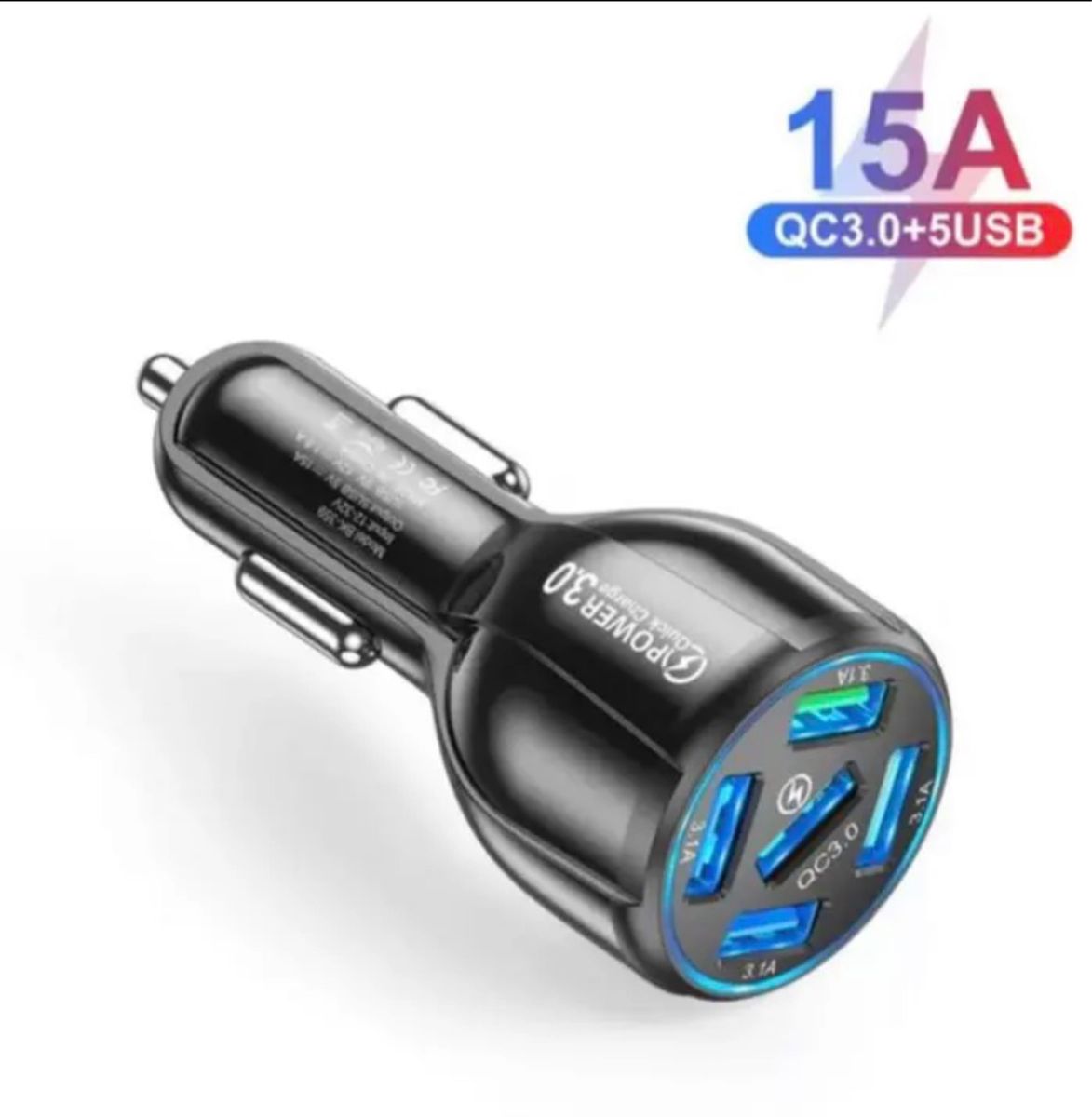 USB シガーソケット 5口 車でスマホ充電 白黒 QC3.0