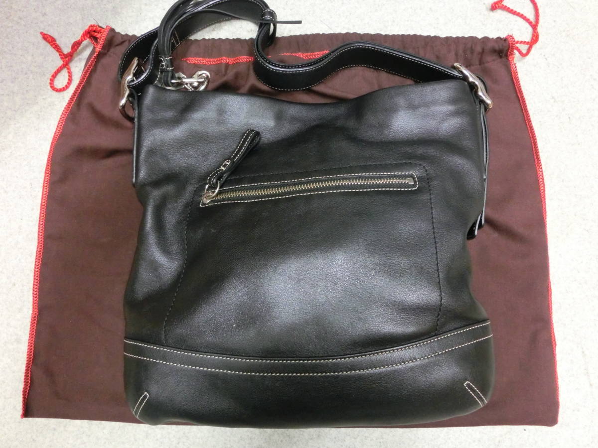 中古品 保管品 COACH コーチ ショルダーバッグ レザー ブラック F01414/激安1円スタート_画像2