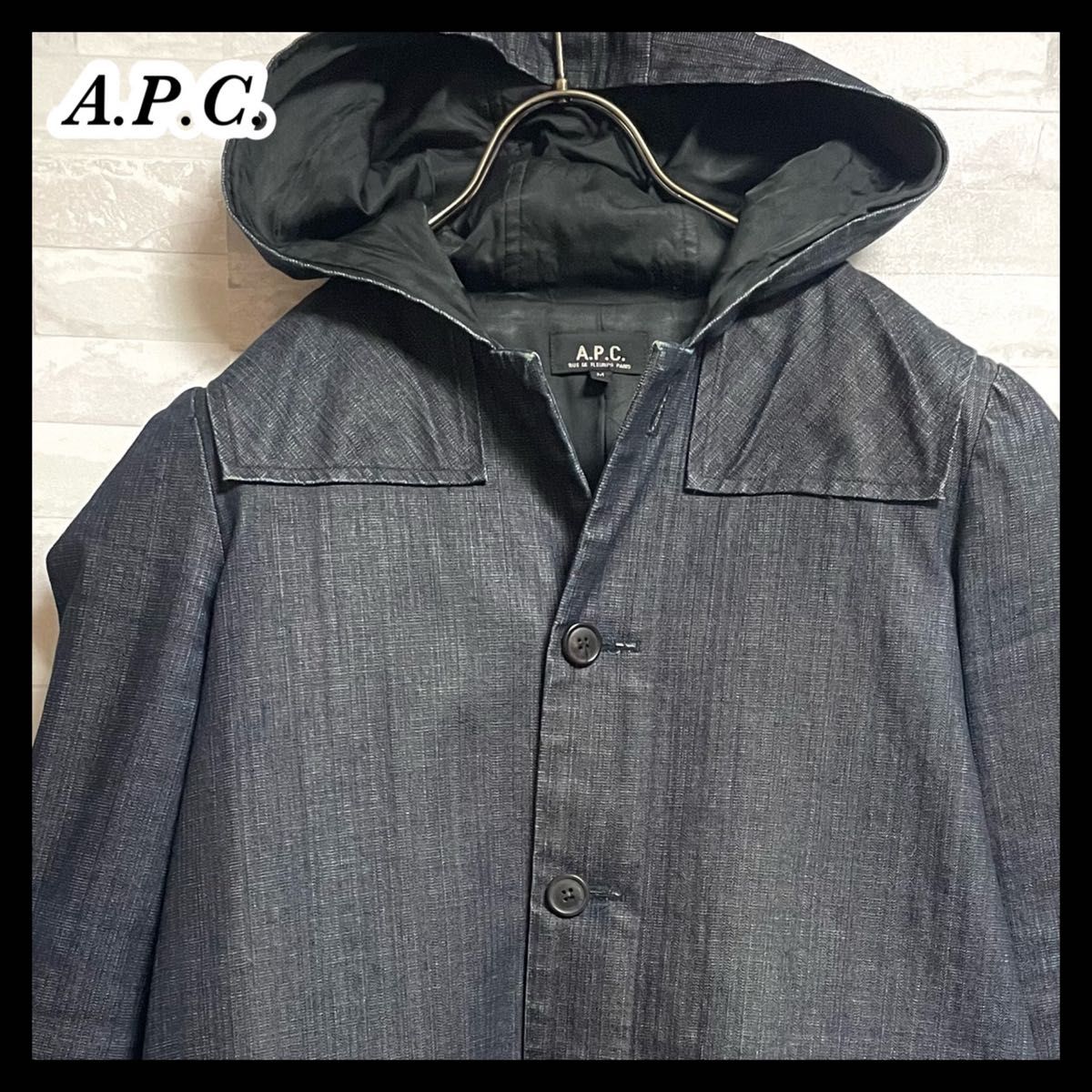 【A.P.C.】アーペーセー　デニムジャケット　フード　裏地付き　日本製　メンズ　Mサイズ　デニム　古着