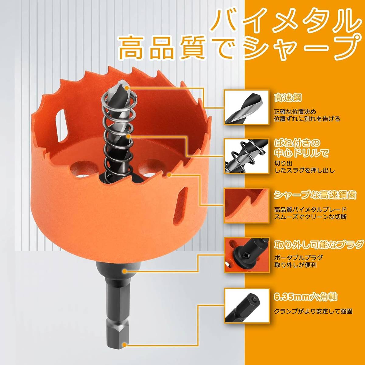 17mm ホールソー 切削直径 バイメタル ドリルビット 電動ドリルツール _画像5