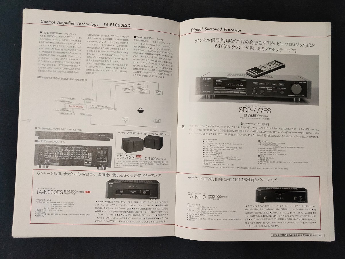 [カタログ ]SONY (ソニー) 1989年10月 ESコンポーネントテクノロジー カタログ/ TA-F555ESG/TA-F333ESG/TA-F505ESD/TA-E1000ESD/SS-G777ES/_画像7