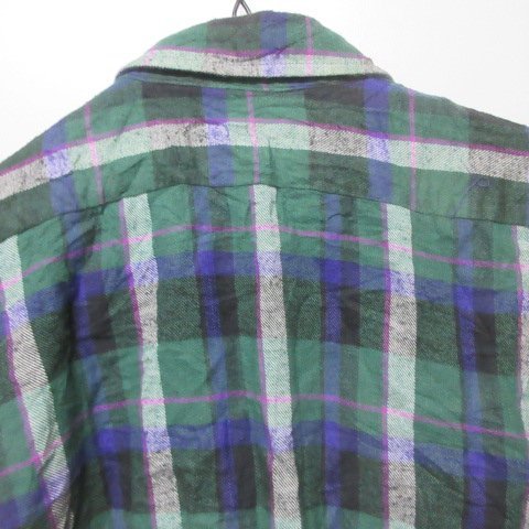 VAN HEUSEN 長袖シャツ　ネルシャツ　XL 緑　チェック　襟芯入り　アウトドア　アメカジ古着　sy3841_画像4