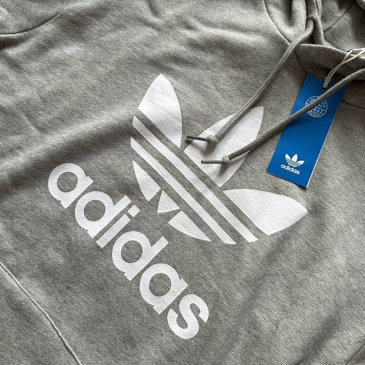 【格安送料】新品未使用 adidas Originals Mサイズ アディダス オリジナルス パーカー フーディ グレー スウェット トレフォイル 正規品_画像4