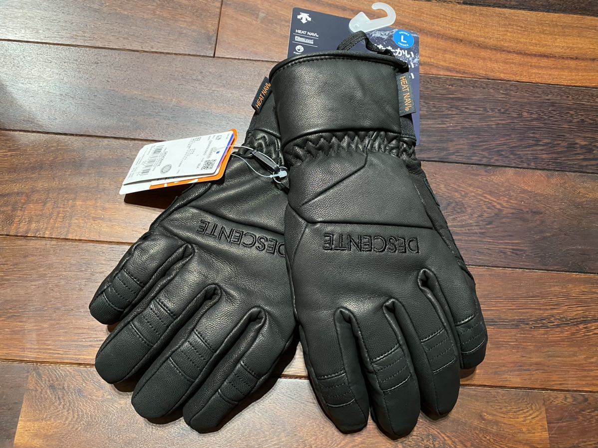 ★ デサント DESCENTE GLOVE DWAWJD53 ブラック sizeL やぎ革 レザースノーグローブ スノーボード 手袋 新品未使用タグ付 革手袋 スキー