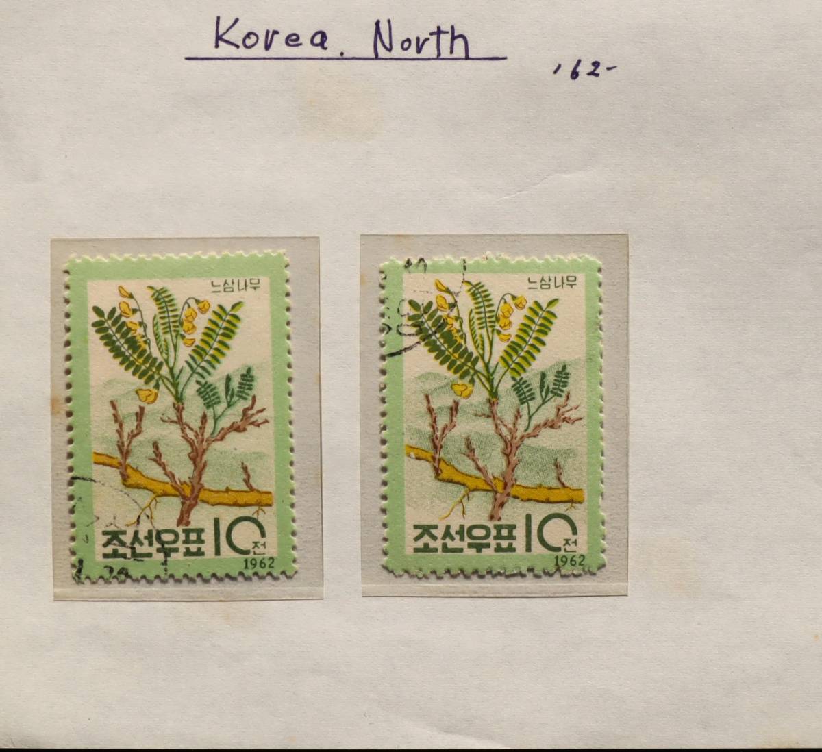 W40　北朝鮮　1962　DPR KOREA　1種　単片切手2枚　消印有り_画像1