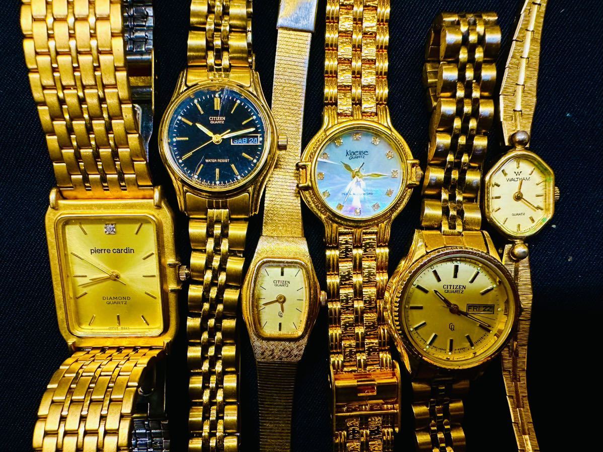 ゴールドカラーのみ 腕時計 300本 大量 SEIKO RADO CYMA ELGIN CITIZEN WALTHAM klaeuse Pierre Cardin FOSSIL 等 まとめてセットF28_画像3
