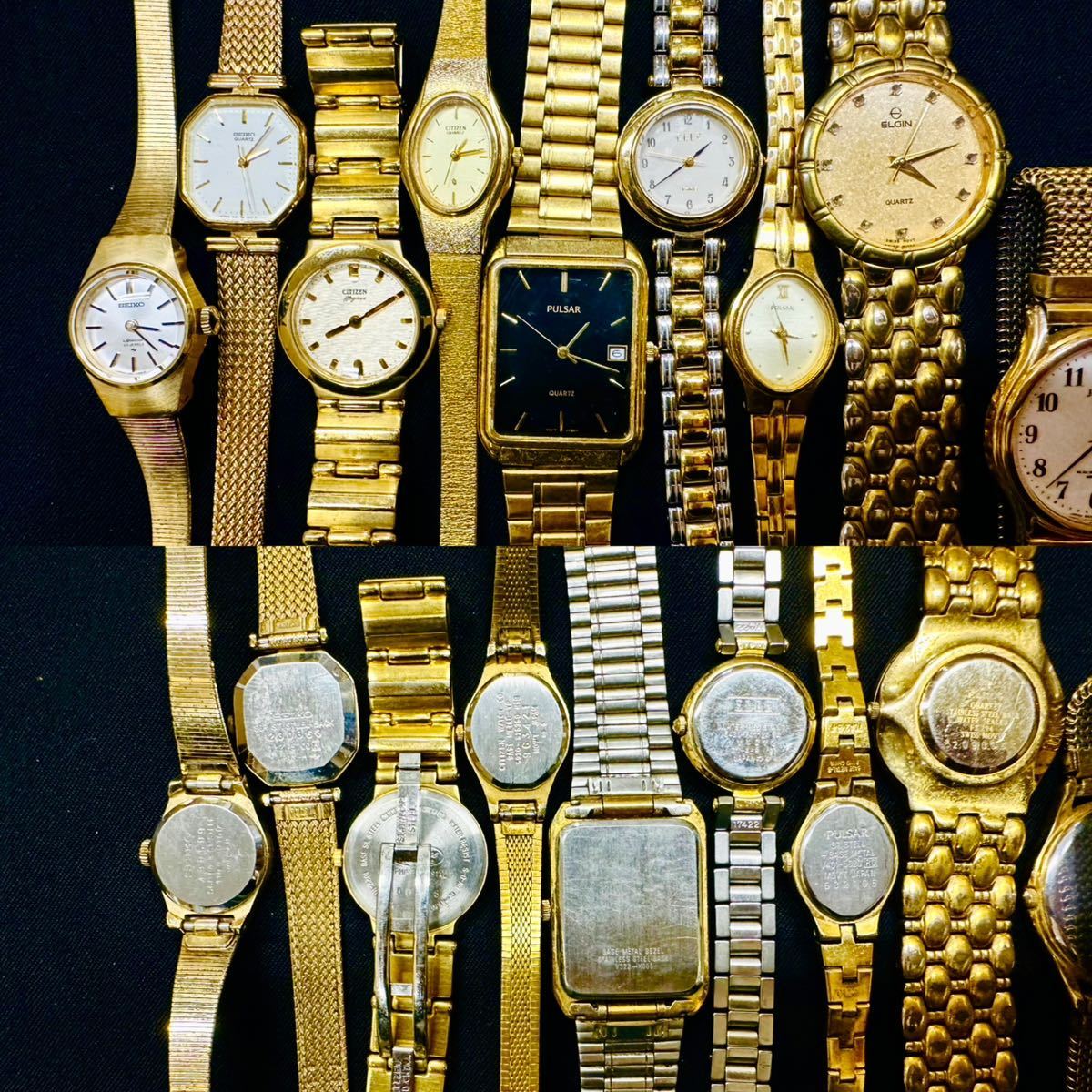 ゴールドカラーのみ 腕時計 200本 大量 NINA RICCI SEIKO CITIZEN ELGIN ELLE BUREN klaeuse AUREOLE FOSSIL GUESS 等 まとめてセットF85_画像3