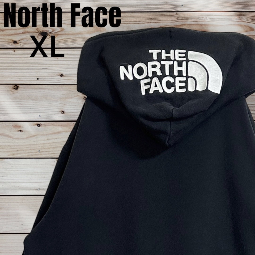 【人気デザイン】THE NORTH FACE ノースフェイス Rearview FullZip Hoodie XL LL フード刺繍ロゴ リアビュー パーカー ジップ 黒 ブラック