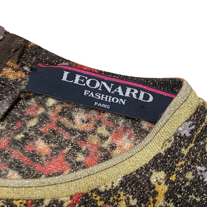 【高級】極美品 LEONARD レオナール ラメ入り 長袖 カットソー ペイント 派手 カラフル レディース Mサイズ_画像6