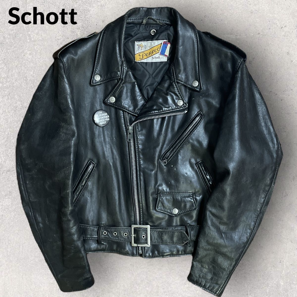 海外限定】 Schott 大きいサイズ バイカータグ後期 ブラック サイズ42