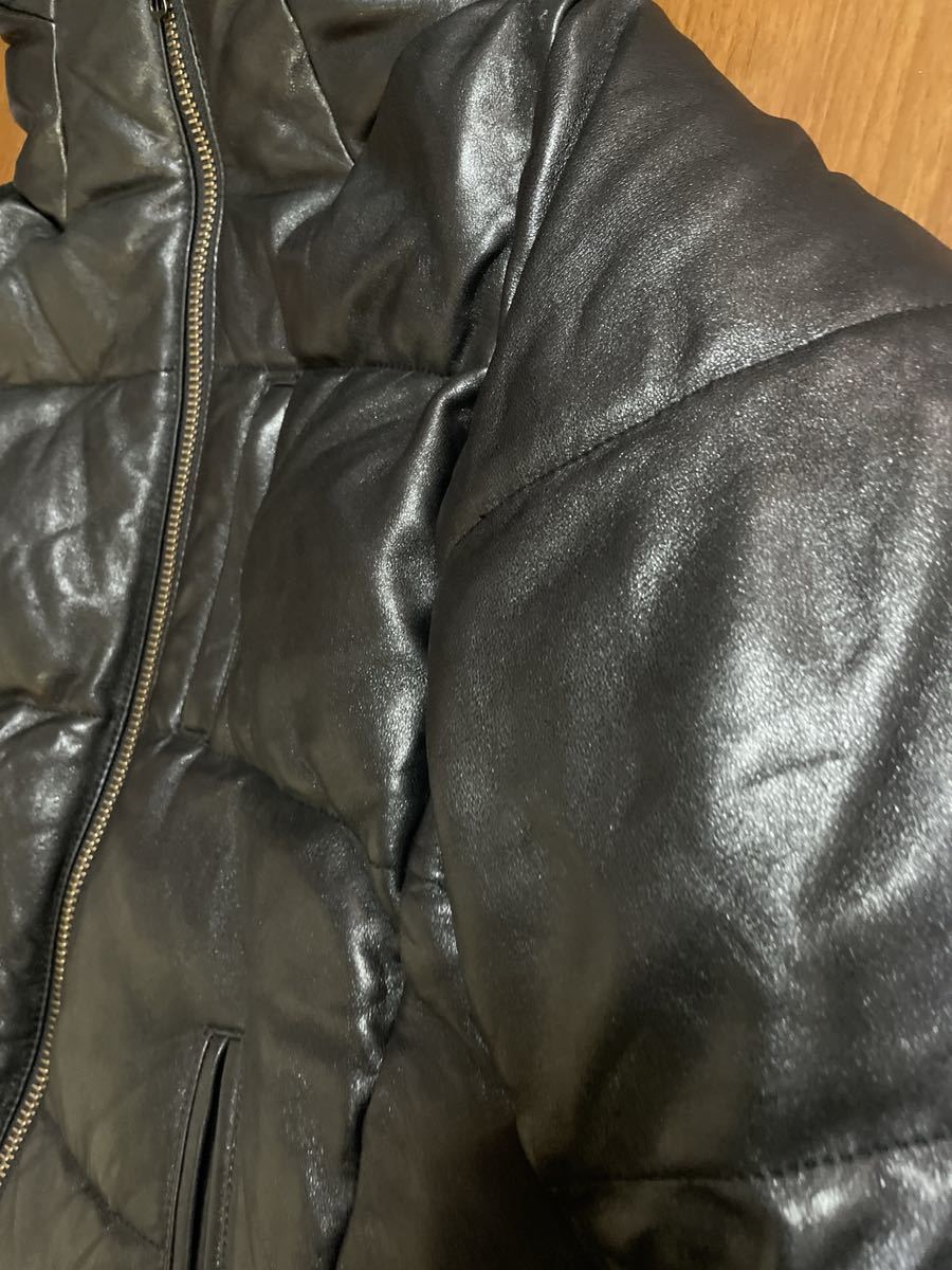 定価¥74.800 美品 glamb グラム 22AW Leather Puff JKT ブラック Mサイズ 羊革 ラムレザーシープスキン レザージャケット ダウンジャケット_画像7