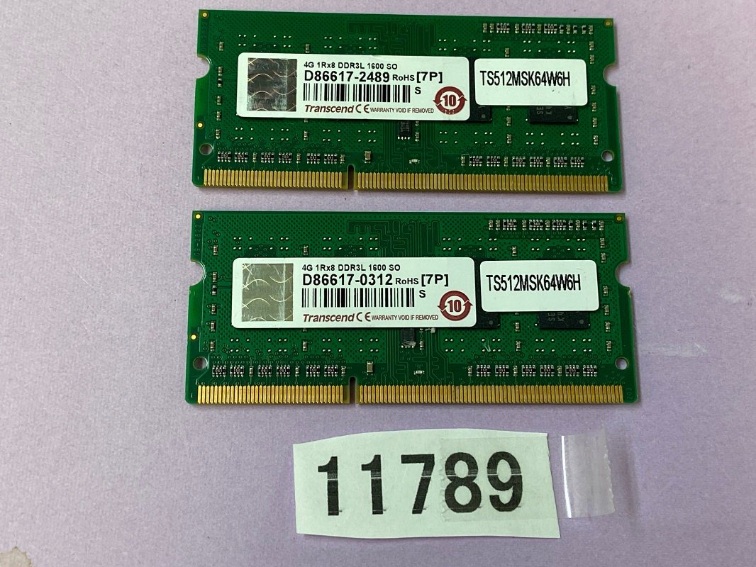 TRANSCEND 1RX8 PC3L-12800S 8GB 4GB 2枚 8GB DDR3L ノートパソコン用メモリ DDR3L-1600 4GB 2枚 DDR3L LAPTOP RAM_画像1