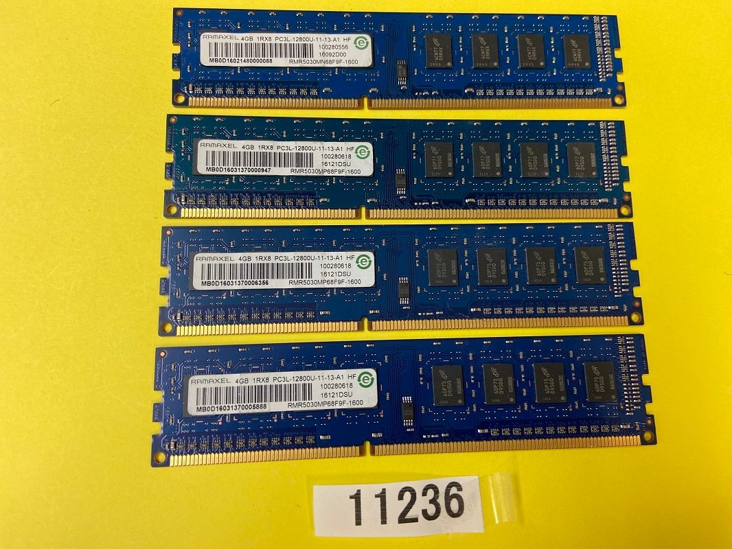 RAMAXEL 1Rx8 PC3L-12800U 4GB 4枚 16GB DDR3L デスクトップ用 メモリ 240ピン DDR3 1600L 4GB 4枚 16GB_画像1