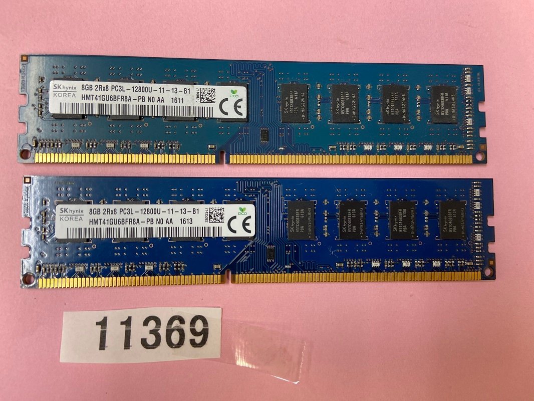 SK HYNIX 2RX8 PC3L-12800U 8GB 2枚組 1セット 16GB DDR3L デスクトップ用 メモリ ECC無し DDR3L-1600 8GB 2枚で 16GB DDR3 DESKTOP RAM_画像1