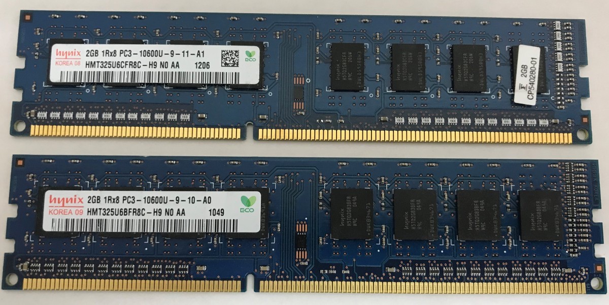 HYNIX 1RX8 PC3-10600U 2GB 2枚組 4GB DDR3 デスクトップ用 メモリ DDR3-1333 2GB 2枚 4GB DDR3 DESKTOP RAM_画像1