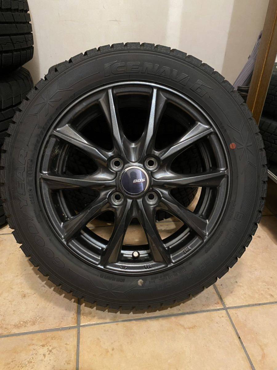 アルミホイール付きスタッドレスタイヤ４本セット アイスナビ6 155/65R 14 キャンバスなど　引き取りに来て頂ける方限定_画像1