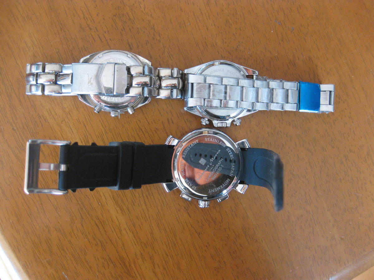 ■電池交換済み　CHRONOGRAPH　メンズ腕時計　サルバトーレマーラ　J5　STAR　AUREOLE　３点　動品　まとめて　ジャンク_画像2