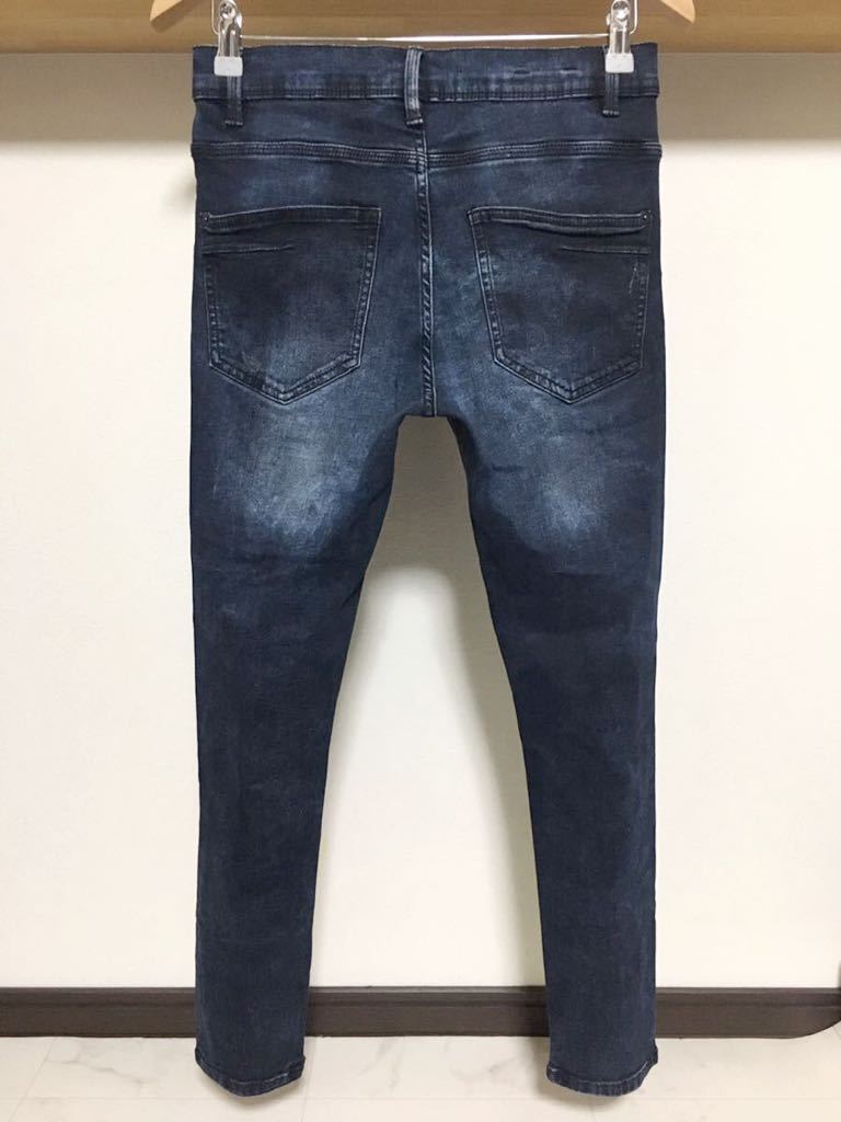 伸縮性抜群 春夏 ZARA MAN ウルトラ ストレッチ スキニー 送料230円 38 30 ダメージ デニム メンズ パンツ ジーンズ 黒 ブラック_画像5