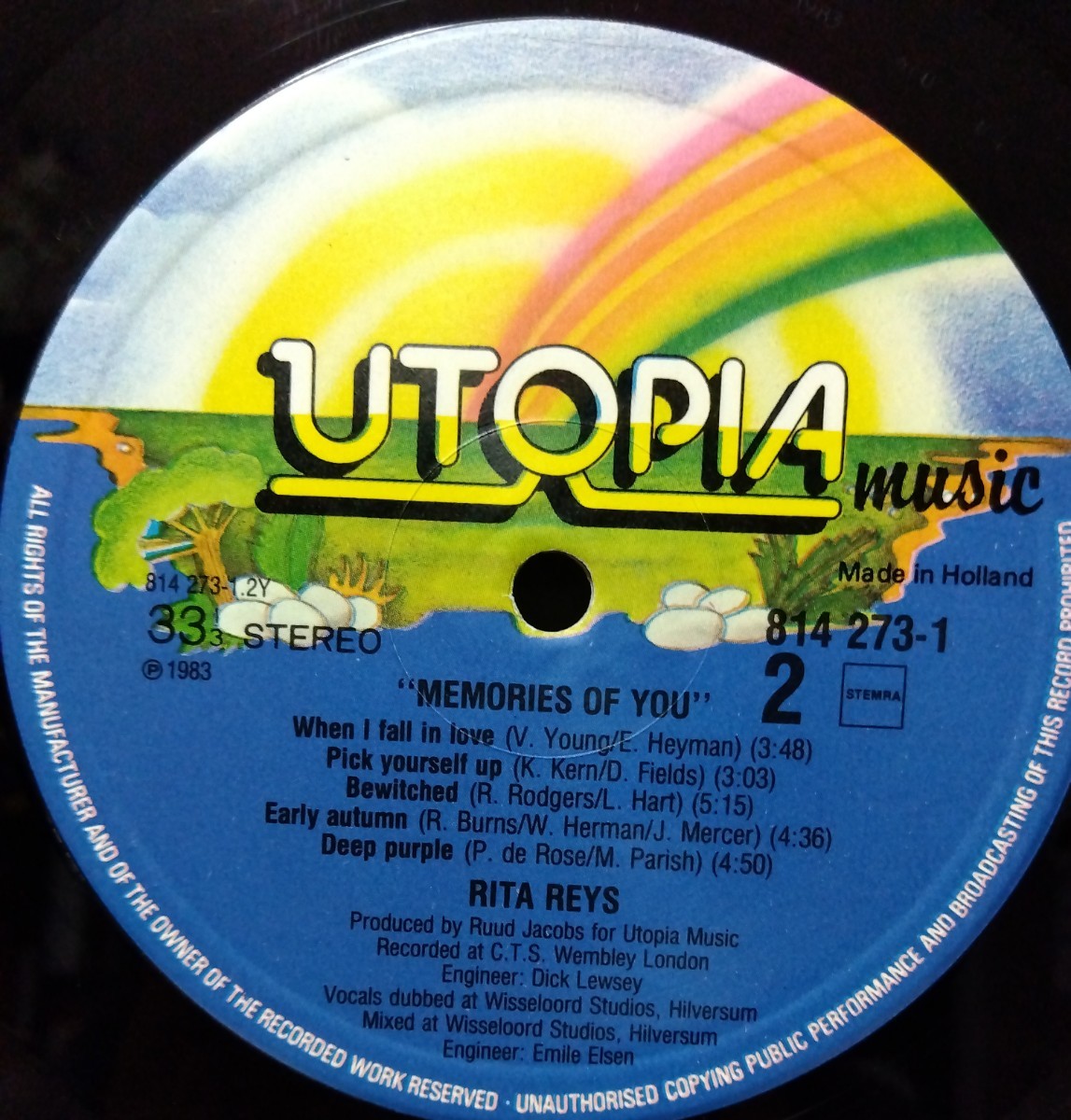 [LP]Rita Reys with Trio Jacobs and orchestra【Memories of you】UTOPIA(814 273-1) 1983 オランダ 蘭盤_画像3