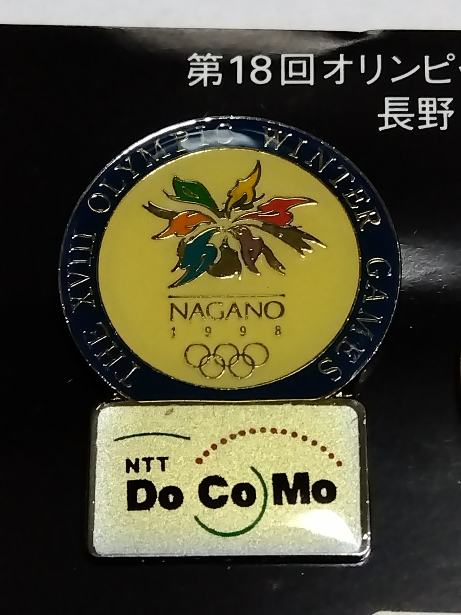 ○NAGANO 1998 長野 冬季オリンピック NTT ドコモ　企業物 エンブレム & スノーレッツ ピンズ ピンバッチ セット ケース入り_画像4