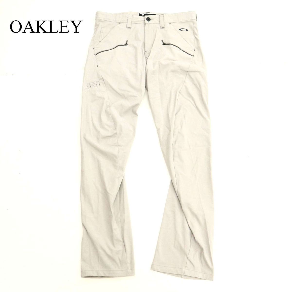 OAKLEY オークリー 秋冬 ストレッチ スカル刺繍★ 【フェイク スウェード レザー】 パンツ Sz.34　メンズ グレー ゴルフ　C3B04062_A#Q_画像1