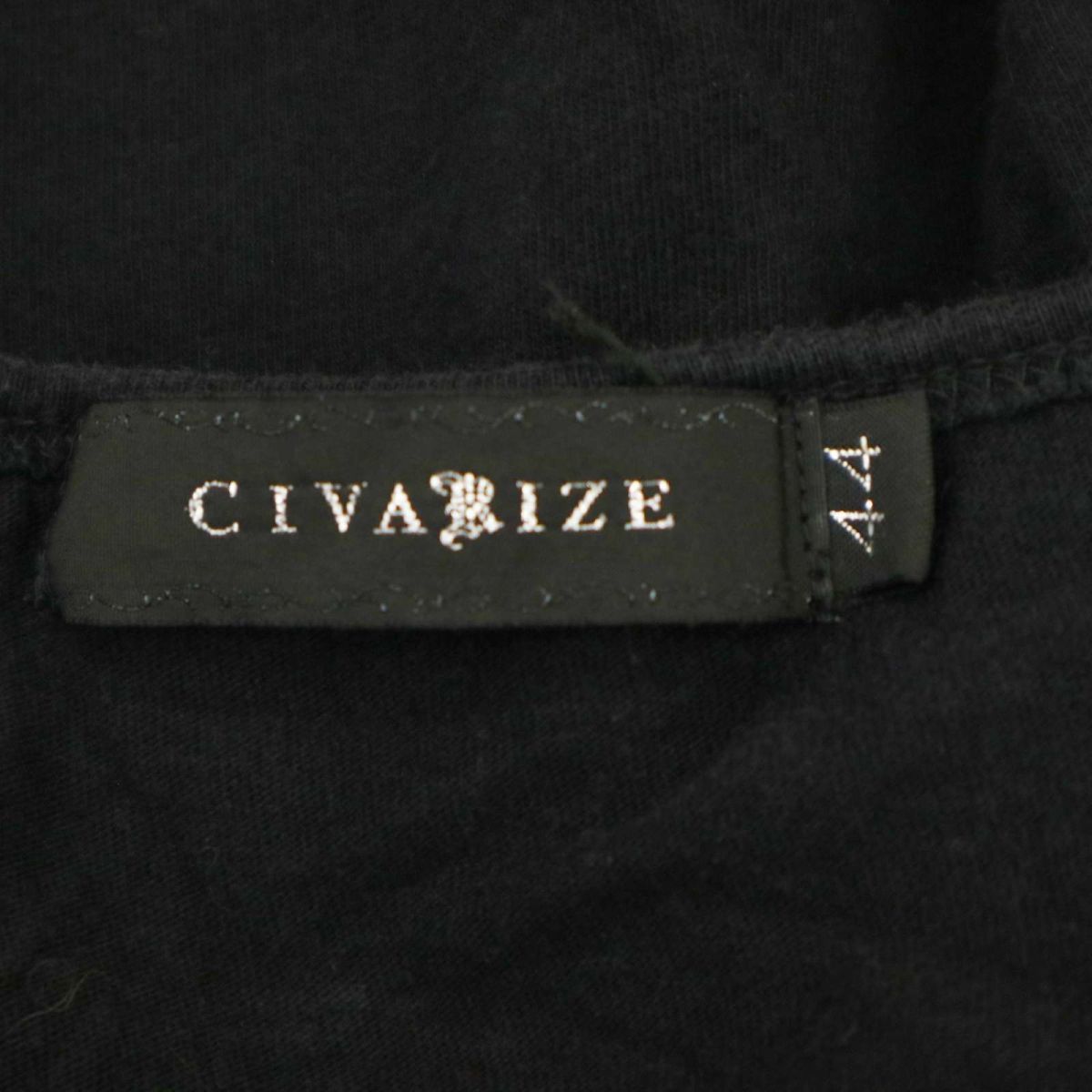 CIVARIZE シヴァーライズ 長袖 Uネック ジップ 花柄切替 アシンメトリー カットソー ロンTシャツ Sz.44　メンズ 黒 日本製　C3T09666_A#F_画像7