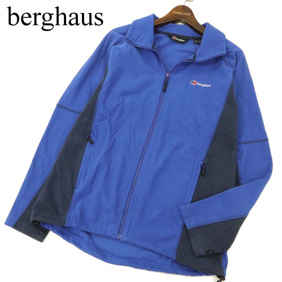 berghaus バーグハウス 秋冬 ロゴ刺繍★ フルジップ フリース ジャケット ブルゾン Sz.L　メンズ 青 アウトドア　C3T09924_B#N_画像1