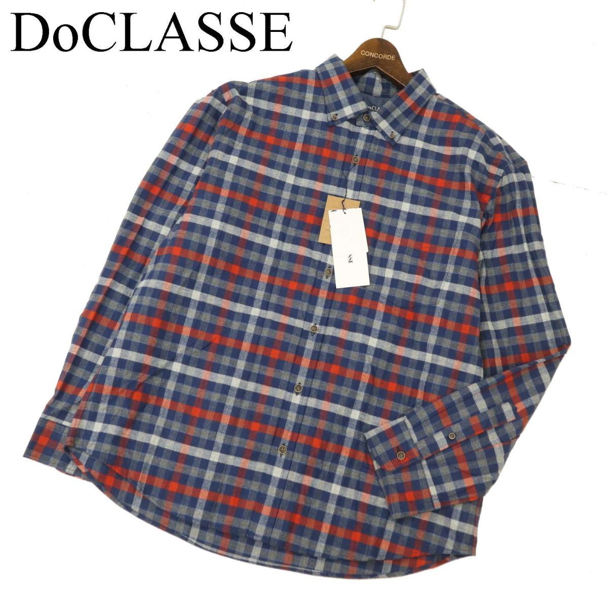 【新品 未使用】 Do CLASSE ドゥクラッセ 秋冬★ ボタンダウン 長袖 チェック ネル シャツ Sz.XXXL　メンズ 大きい 特大　C3T10126_B#B_画像1