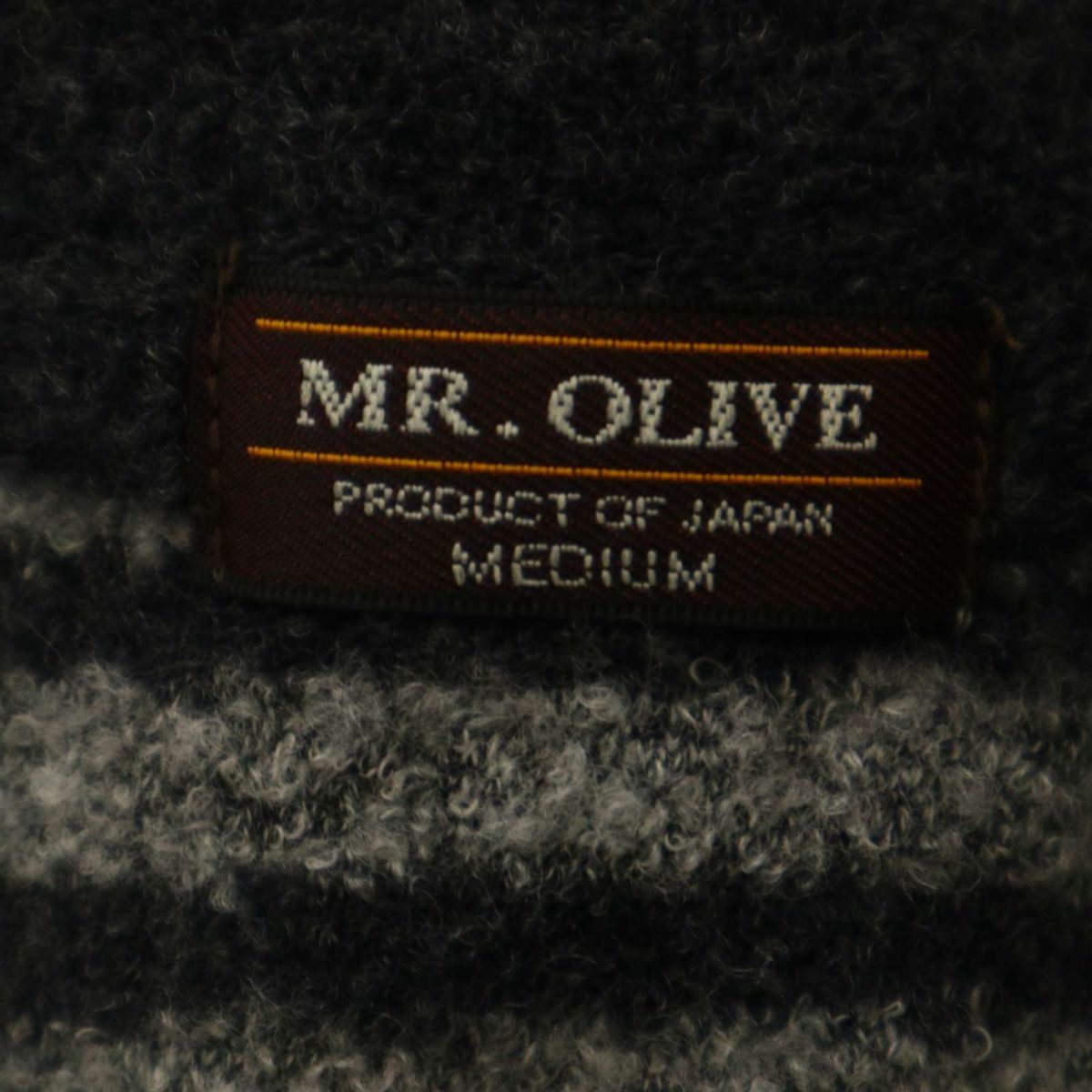 MR.OLIVE ミスターオリーブ 秋冬 長袖 ウール★ ボーダー ニット ポケット カットソー ロンTシャツ Sz.M　メンズ グレー　C3T10409_B#K_画像5