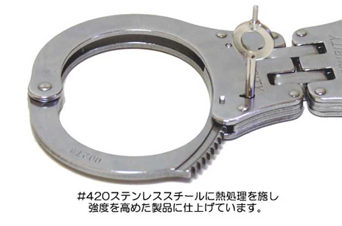 手錠 高強度 ステンレス ヒンジ 【ブラック】JC-806 ハンドカフ ポリス 警察 POLICE tejo 護身 グッズ コスプレ 本物 NIJ 頑丈_画像6