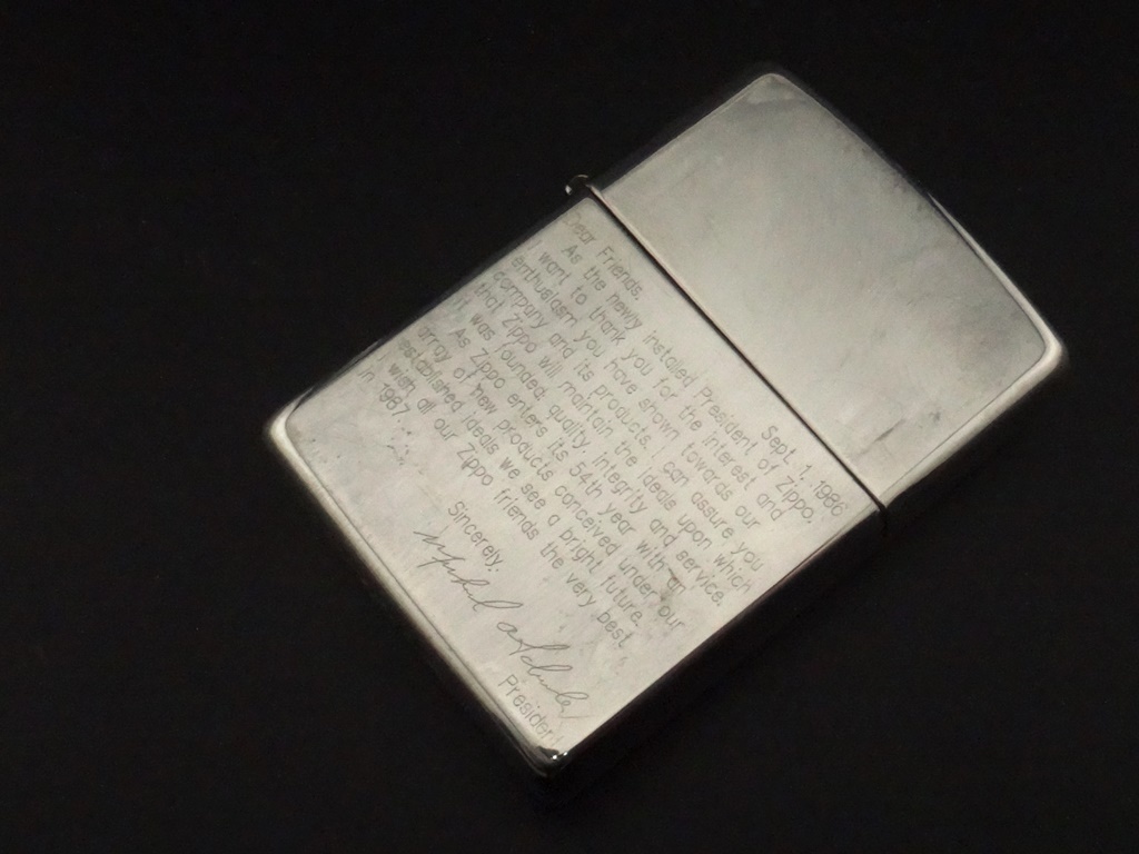  【純銀】希少品　社長サイン入り　Zippo ジッポー1993年製 スターリングシルバー　９２５　シルバー オイルライター②①_シルバー925