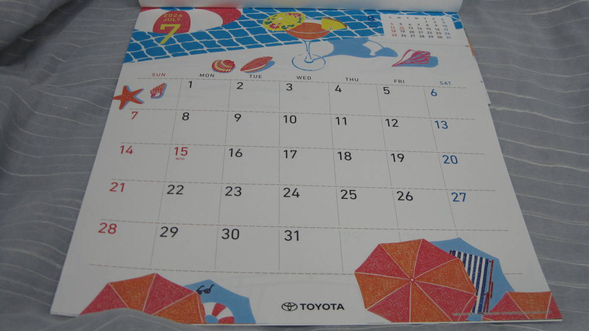 ♪定形外　2024年用　トヨタ壁掛けカレンダー　非売品　柿崎サラさんイラスト　未開封 （0511）_画像8