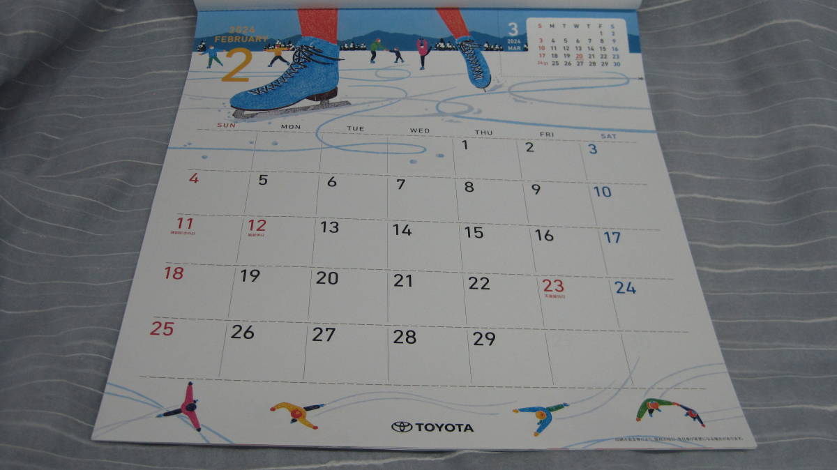 ♪定形外　2024年用　トヨタ壁掛けカレンダー　非売品　柿崎サラさんイラスト　未開封 （0511）_画像3
