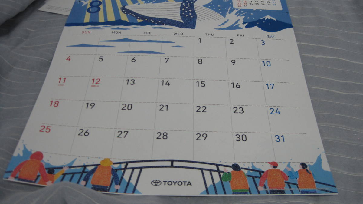 ♪定形外　2024年用　トヨタ壁掛けカレンダー　非売品　柿崎サラさんイラスト　未開封 （0511）_画像9