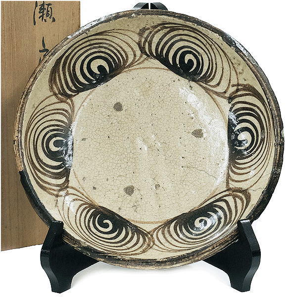 [ free shipping ][ antique goods ] horse. eyes plate * horse eyes * stone plate * old Seto .* ceramic art * ceramics * old Seto .* Edo latter term about * box attaching * ornament * antique *