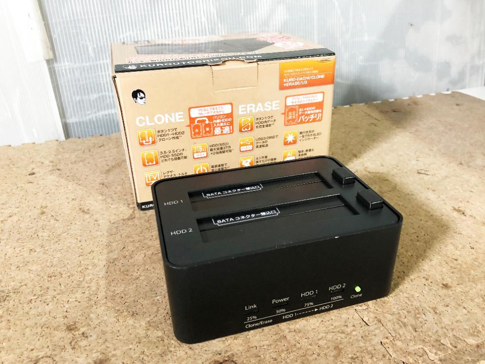 ★ 中古★玄人志向 HDD/SSDスタンド 2.5・3.5 SATA HDD Docking Station 2台搭載可能【KURO-DACHI/CLONE+ERASE/U3】CIIQ_画像1