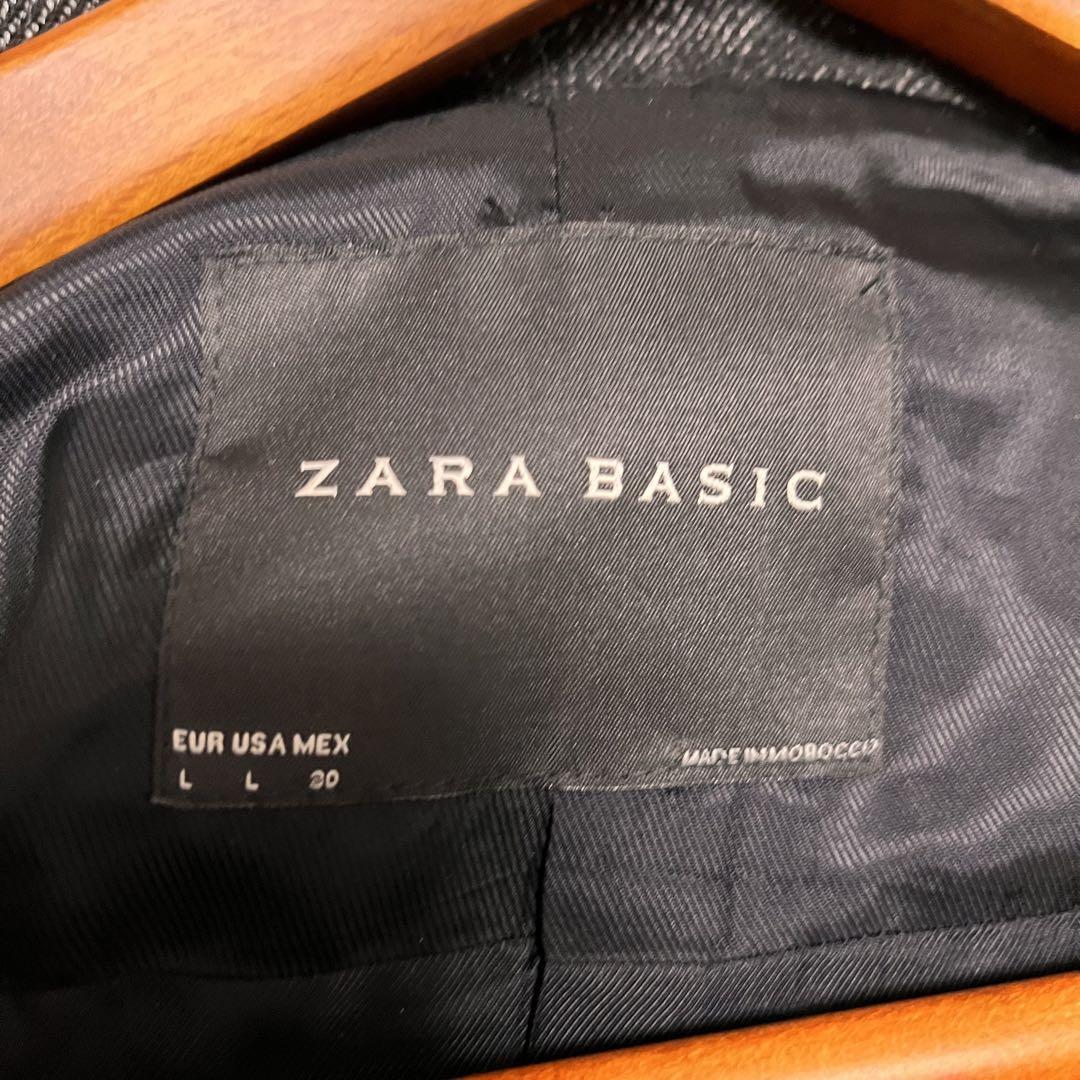 訳あり【ZARA】Lサイズ*ボリュームファーコート パフスリーブ ザラ ロングコート ウール　フードコート 濃い灰色ダークグレーチャコール