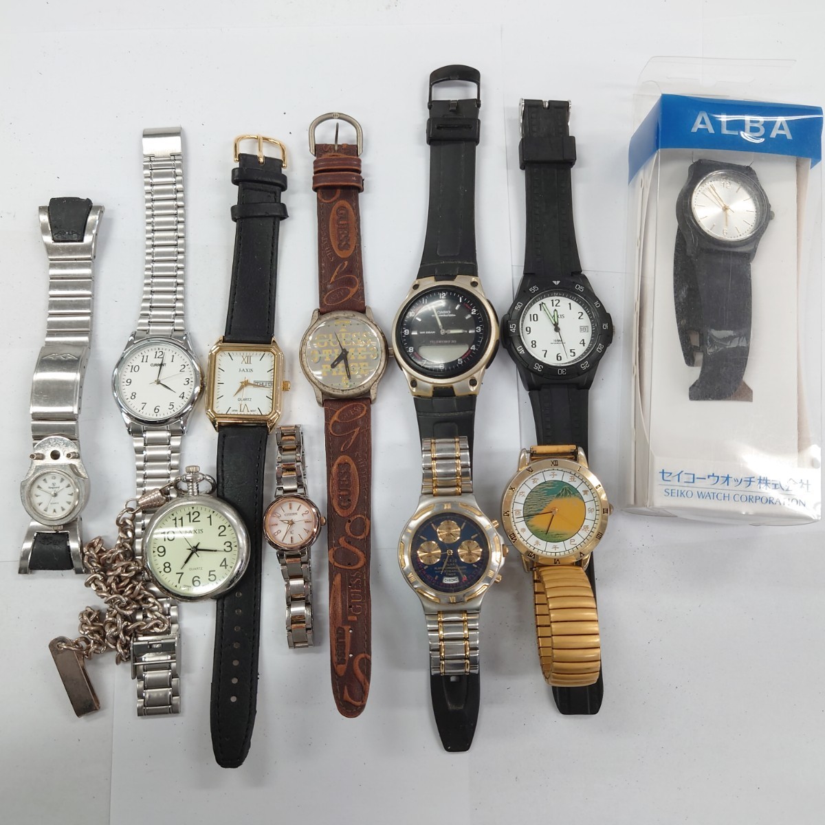 I126 腕時計 まとめ CASIO CITIZEN J-AXIS CARIB ALBA カシオ シチズン 中古 ジャンク品 訳あり_画像1