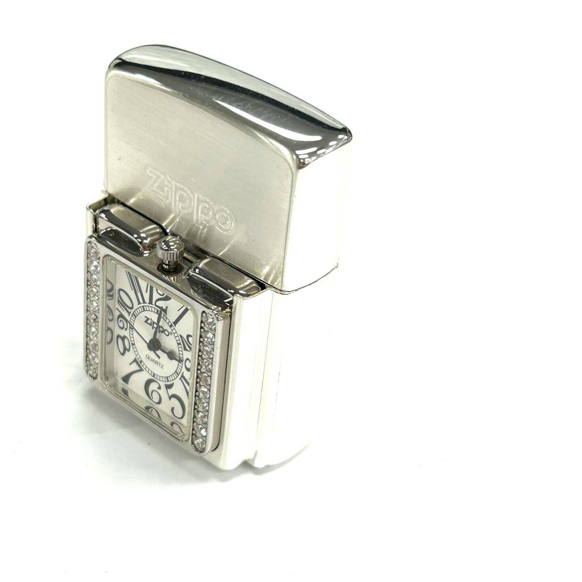 Y032 ZIPPO TIME LIGHT ジッポー タイムライト 時計付ライター 喫煙具 シルバー BRADFORD.PA. ジャンク品 中古 訳あり_画像4