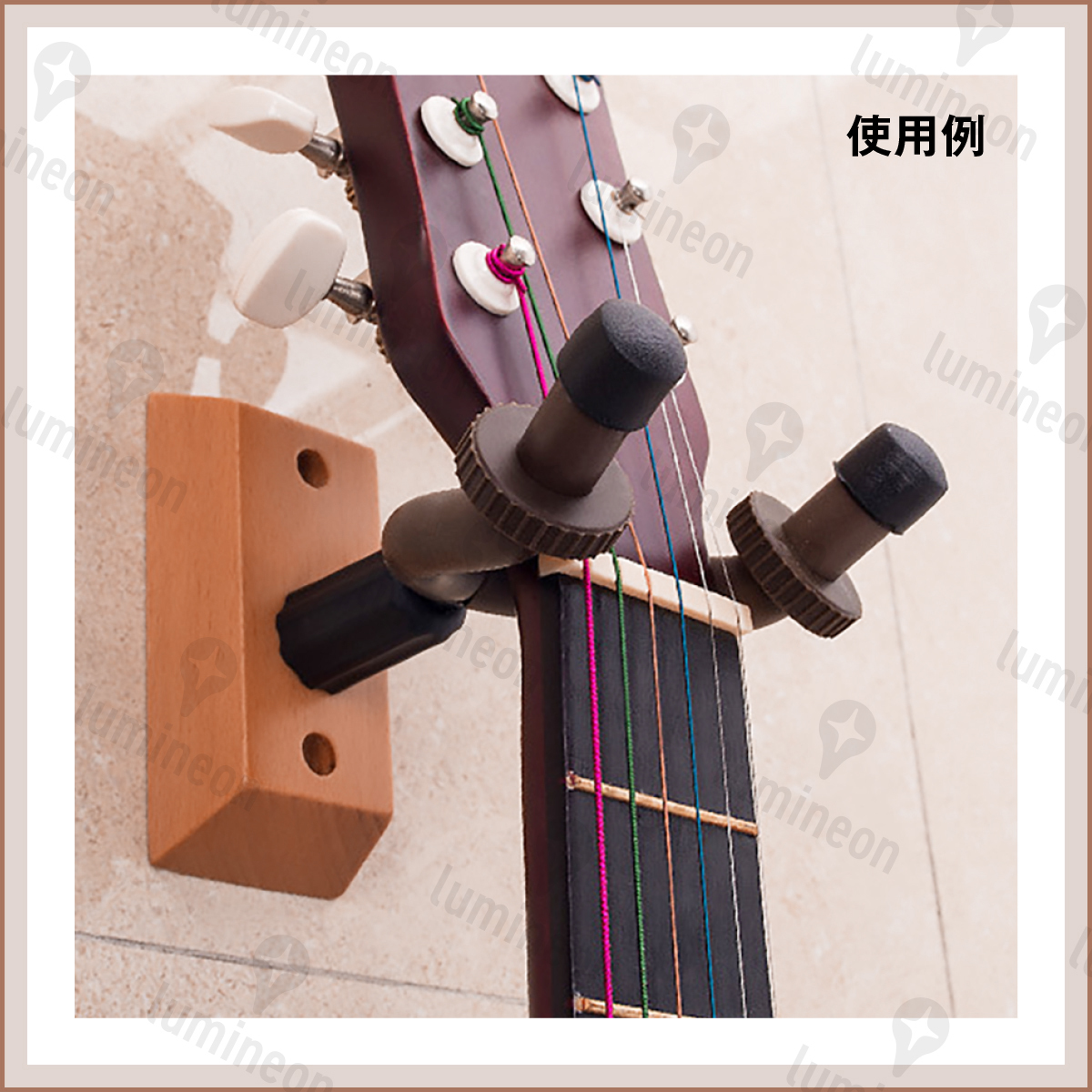 ギター ハンガー ベース 2本 セット ネジ付 天然木 木製 ホルダー 壁掛け フック 立て掛け ラック ホルダー スタンド ハンガー 楽器 g055_画像5