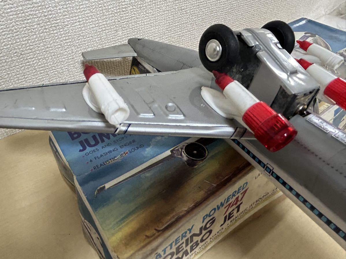 HAJI 万盛玩具　ブリキ　飛行機　ボーイング747 ジャンボジェット　当時物　電池式　約36cm 訳あり_画像8