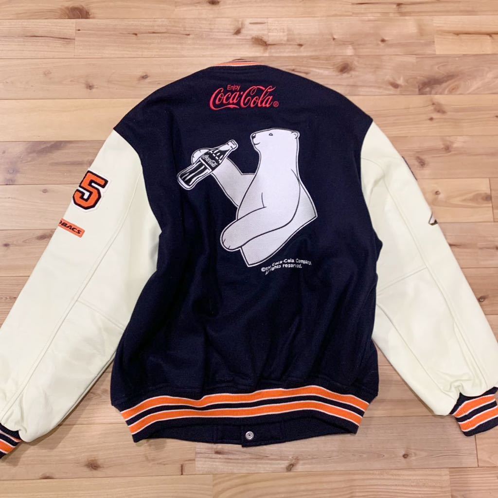 500着限定 コカコーラ/オートバックス コラボ 袖革 白熊デコ スタジャンの画像1