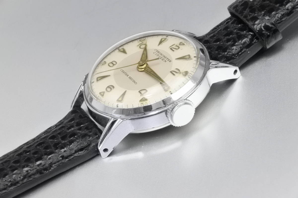 ☆戦後1940～50年代頃　クロノメーター　シチズン センターセコンド　中三針 手巻腕時計（当時紳士用サイズです）当時非常希少高価逸品_画像5