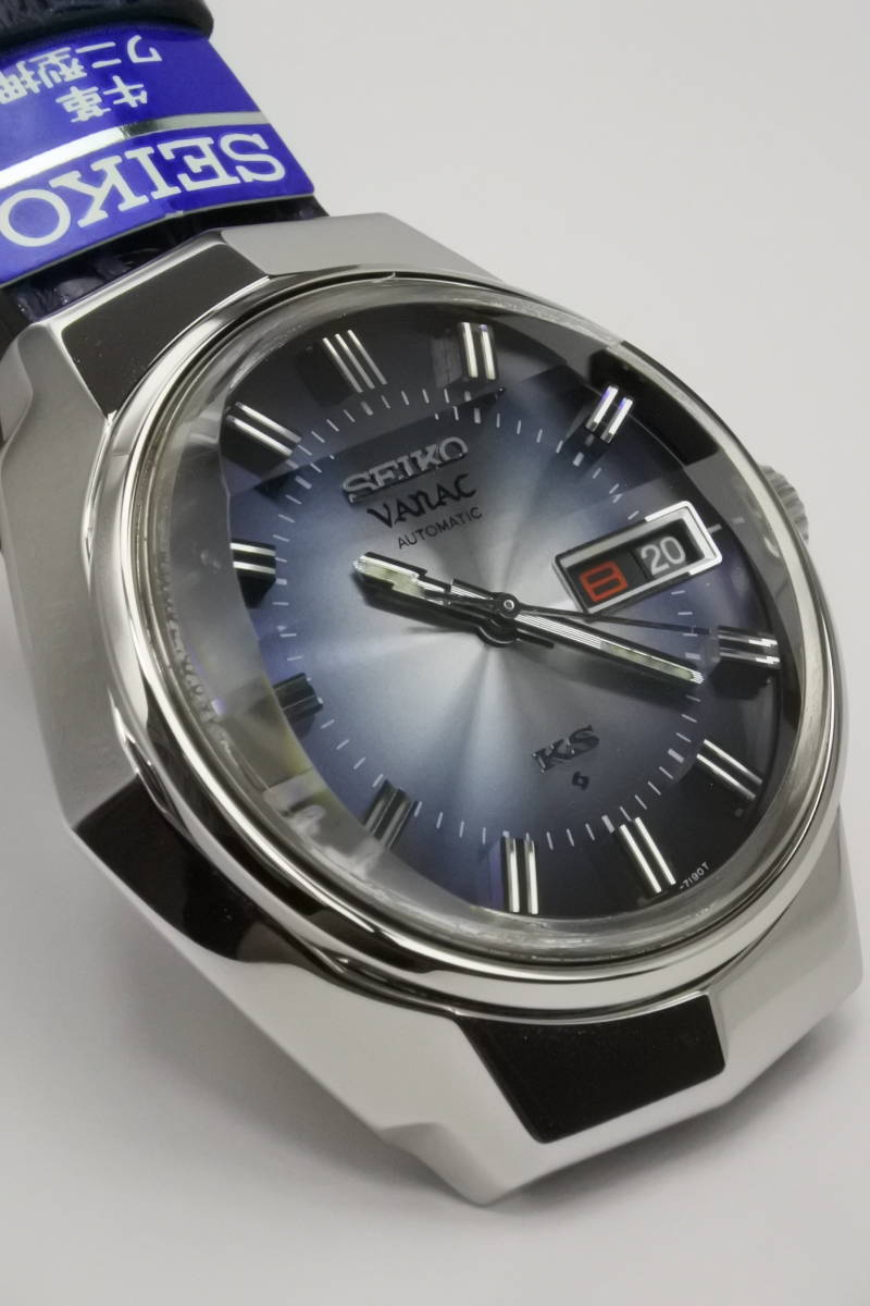 人気ラインナップKS VANAC☆１９７３年製　SEIKO　５６KS 3面カットガラス ブルーグラデーション文字盤　自動巻紳士時計　国産名機高級品_画像3