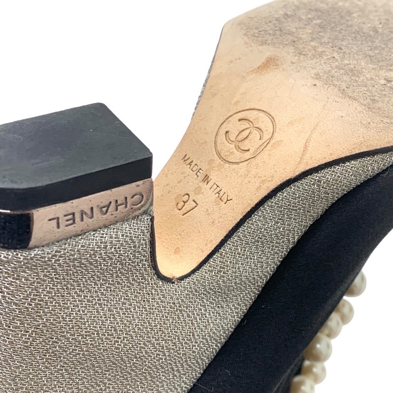  Chanel CHANEL ботинки короткие сапоги ботиночки жемчуг атлас черный 