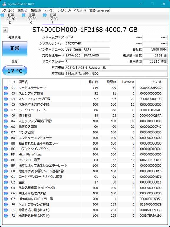 ■Seagate製SATA 3.5インチ内蔵ハードディスクドライブ 4TB/中古/本体のみ■_画像3
