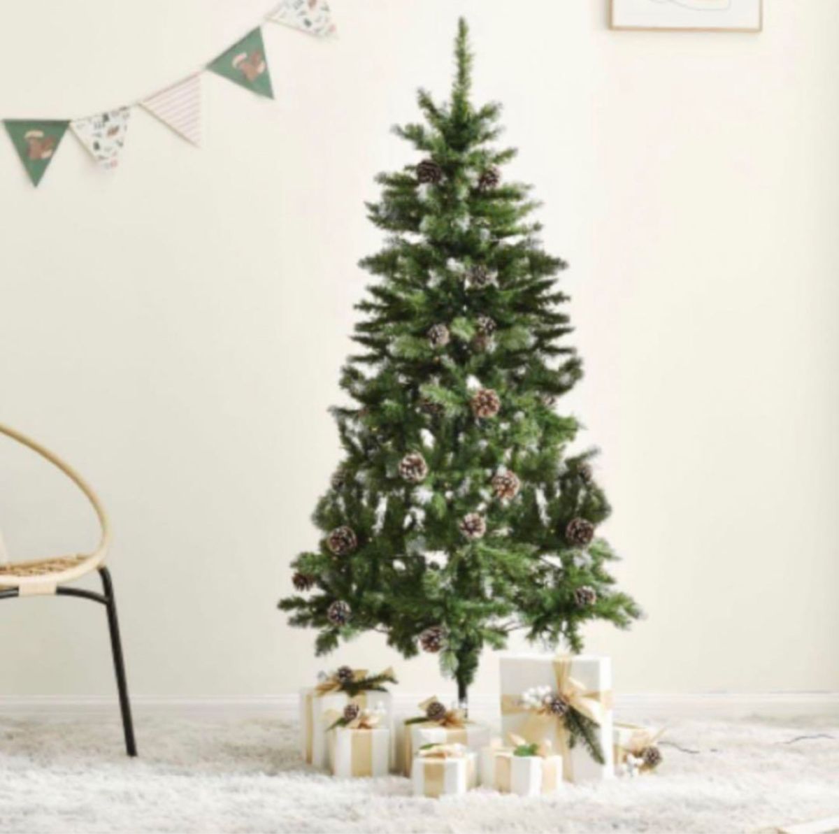 クリスマスツリー 松ぼっくり LEDライト付き 180cm 送料無料　クリスマス　ツリー　サンタ