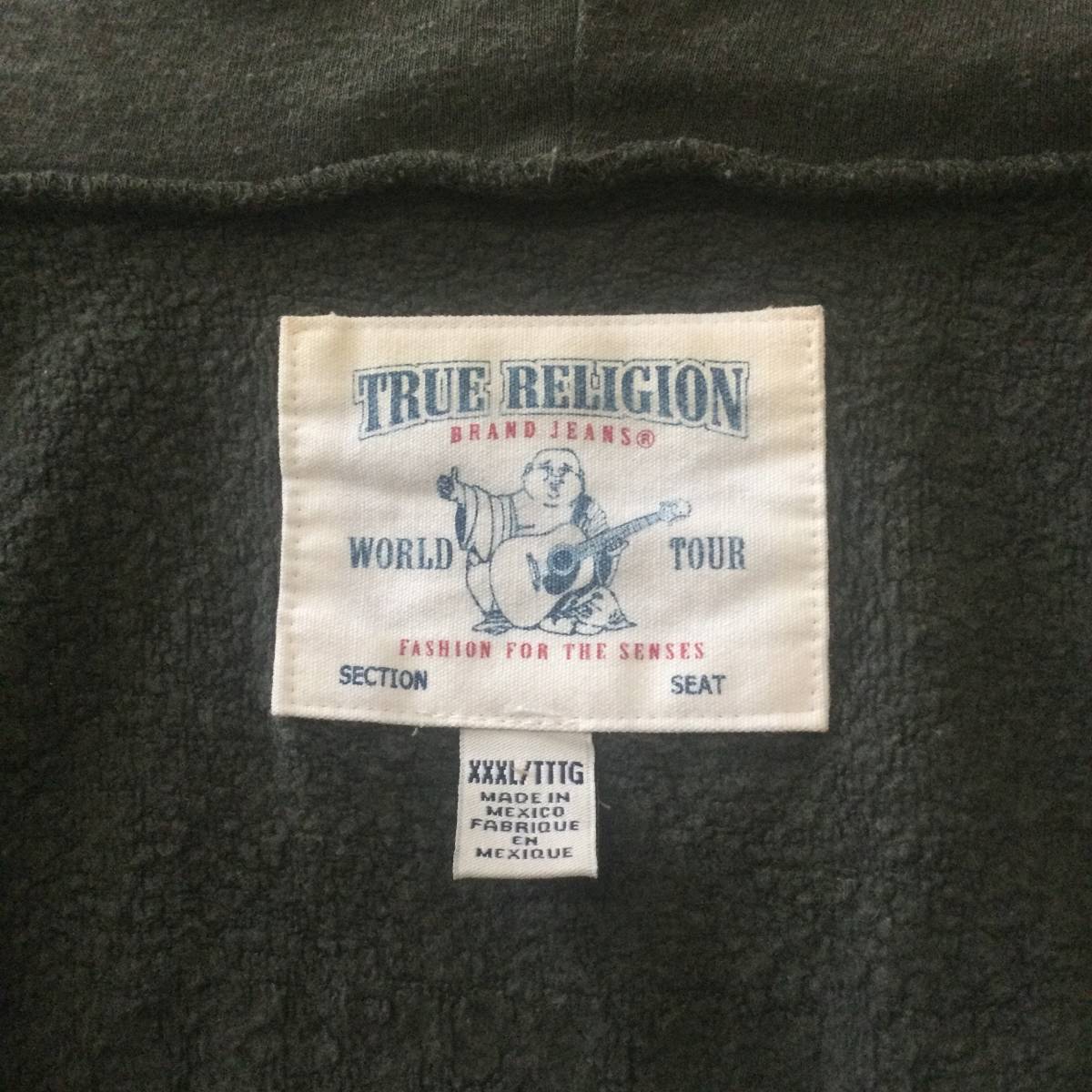 【N152】★TRUE RELIGION★ トゥルー レリジョン ジップアップ ロゴパーカー XXXLサイズ ビッグサイズ アメカジ B-BOY 古着 古着卸_画像5